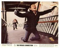 5m031 FRENCH CONNECTION color 8x10 still '71 c/u of Gene Hackman pointing gun in climax of chase!