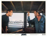 5m045 JAWS 8x10 mini LC #7 '75 Roy Scheider with baseball bat, Robert Shaw is furious, Spielberg!