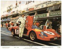 5m054 LE MANS 8x10 mini LC #1 '71 race car driver Steve McQueen standing by Ferrari in the pit!