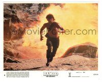 5m076 RAMBO FIRST BLOOD PART II 8x10 mini LC #8 '85 Sylvester Stallone running from explosion!