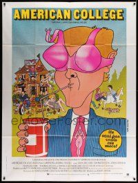 5p665 ANIMAL HOUSE French 1p '78 John Landis classic, wacky different art by Lynch Guillotin!