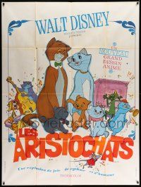 5p669 ARISTOCATS French 1p '71 Walt Disney feline jazz musical cartoon, great colorful image!