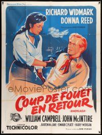 5p671 BACKLASH French 1p R60s different Grinsson art of cowboy Richard Widmark & Donna Reed!