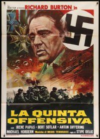 5p123 BATTLE OF SUTJESKA Italian 1p '73 art of Richard Burton & swastika over WWII battlefield!