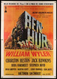 5p055 BEN-HUR Italian 2p R70s Charlton Heston, William Wyler classic religious epic, Brini art!