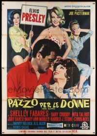 5p072 GIRL HAPPY Italian 2p '65 different art of Elvis Presley with Shelley Fabares & sexy ladies!