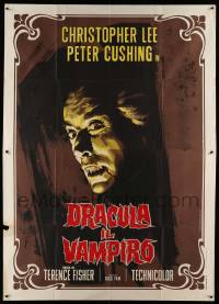5p076 HORROR OF DRACULA Italian 2p R70 Hammer, great Piovano art of vampire Christopher Lee!