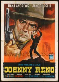 5p078 JOHNNY RENO Italian 2p '66 cool different Gasparri art of Dana Andrews, but no Jane Russell!
