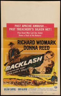 5p317 BACKLASH WC '56 Richard Widmark & sexy Donna Reed, great art by Reynold Brown!