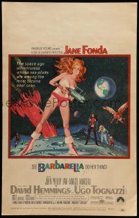 5p318 BARBARELLA WC '68 sexiest sci-fi art of Jane Fonda by Robert McGinnis, Roger Vadim!
