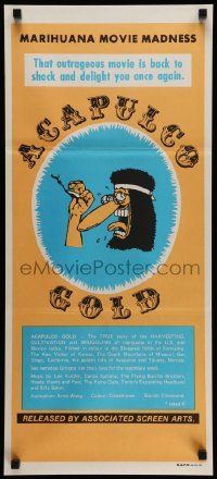 5r361 ACAPULCO GOLD Aust daybill R80s marijuana movie madness, Freak Brothers cartoon art!