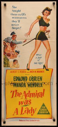 5r362 ADMIRAL WAS A LADY Aust daybill '50 boxer & cab driver lust after sexy Wanda Hendrix!