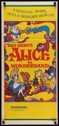 5r366 ALICE IN WONDERLAND Aust daybill R74 Walt Disney Lewis Carroll classic, psychedelic art!