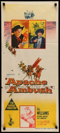 5r377 APACHE AMBUSH Aust daybill '55 Richard Jaeckel & Bill Williams vs Native American fury!