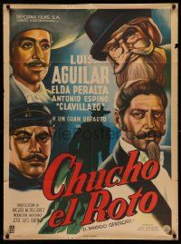 5r070 CHUCHO EL ROTO Mexican poster '54 Miguel M. Delgado, Luis Aguilar in the title role!