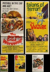 5s101 LOT OF 5 FOLDED HORROR/SCI-FI AUSTRALIAN ONE-SHEETS AND DAYBILLS '60s-70s great images!