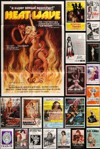5s141 LOT OF 47 FOLDED SEXPLOITATION ONE-SHEETS '60s-80s great images from sexy movies!