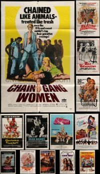 5s175 LOT OF 13 FOLDED SEXPLOITATION ONE-SHEETS '60s-80s great images from a variety of movies!