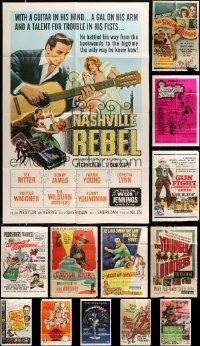 5s176 LOT OF 13 FOLDED MOSTLY COWBOY WESTERN ONE-SHEETS '50s-60s plus some country music posters!