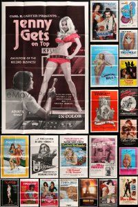 5s144 LOT OF 45 FOLDED SEXPLOITATION ONE-SHEETS '60s-80s great images from sexy movies!