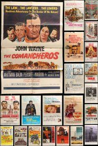 5s129 LOT OF 63 FOLDED ONE-SHEETS '50s-70s great images from a variety of different movies!