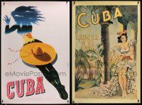 5s383 LOT OF 2 UNFOLDED CUBA REPRO TRAVEL POSTERS '00s Holiday Isle of the Tropics, great art!