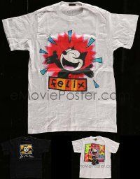 5s091 LOT OF 3 FELIX THE CAT SIZE LARGE T-SHIRTS '80s great colorful images of the cartoon cat!