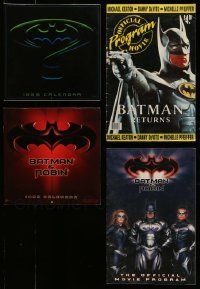 5s282 LOT OF 4 BATMAN PROGRAM BOOKS AND CALENDARS '90s Batman & Robin, Batman Returns & more!
