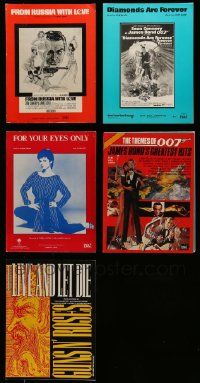 5s115 LOT OF 5 JAMES BOND SHEET MUSIC AND SONG BOOK '60s-80s From Russia with Love & more!