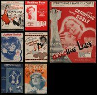 5s110 LOT OF 7 JOAN CRAWFORD SHEET MUSIC '20s-50s songs from Untamed, Dancing Lady & more!