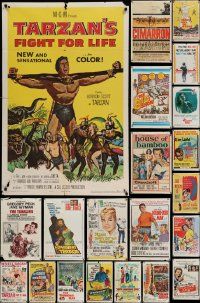 5s148 LOT OF 42 FOLDED ONE-SHEETS '50s-60s great images from a variety of different movies!