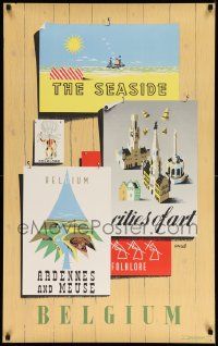 5t060 BELGIUM 25x39 Belgian travel poster '60s seaside, Ardennes & more, artwork by Conrad!