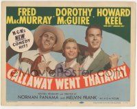 5w071 CALLAWAY WENT THATAWAY TC '51 Fred MacMurray, Dorothy McGuire & Howard Keel pointing thumbs!