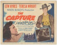 5w079 CAPTURE TC '50 Lew Ayres with gun, Teresa Wright, early John Sturges film noir!