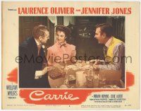 5w573 CARRIE LC #2 '52 Laurence Olivier plays cards with Jennifer Jones & Eddie Albert!