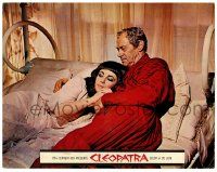 5w593 CLEOPATRA roadshow LC '63 c/u of Rex Harrison as Caesar & Elizabeth Taylor cuddling in bed!
