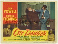 5w601 CRY DANGER LC #8 '51 great close up of Dick Powell punching William Conrad, film noir!