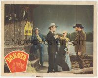 5w604 DAKOTA LC '45 Vera Ralston, Walter Brennan & Mike Mazurki watch John Wayne held at gunpoint!