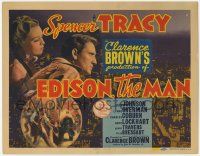 5w139 EDISON THE MAN TC '40 great image of Spencer Tracy as Thomas the inventor, plus cool art!