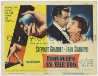 5w167 FOOTSTEPS IN THE FOG TC '55 was Stewart Granger there to kiss or kill Jean Simmons, cool art