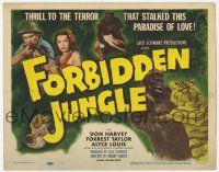 5w169 FORBIDDEN JUNGLE TC '50 terror stalks the paradise of love, cool images of giant ape!