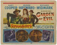 5w183 GARDEN OF EVIL TC '54 cowboy Gary Cooper, sexy Susan Hayward & Richard Widmark, western!