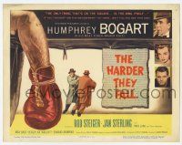 5w218 HARDER THEY FALL TC '56 Humphrey Bogart, Rod Steiger, cool boxing artwork, classic!