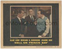 5w690 HELL ON FRISCO BAY LC #2 '56 Paul Stewart between intense Alan Ladd & Edward G. Robinson!