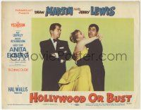 5w699 HOLLYWOOD OR BUST LC #1 '56 Dean Martin watches sexy Anita Ekberg hug Jerry Lewis!