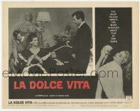 5w751 LA DOLCE VITA LC #8 '61 Federico Fellini, Marcello Mastroianni, Anita Ekberg in border!