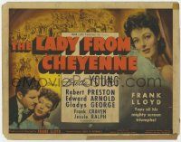 5w276 LADY FROM CHEYENNE TC '41 Loretta Young with Robert Preston & Edward Arnold in Wyoming!