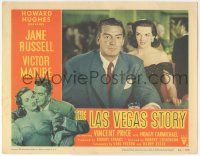 5w755 LAS VEGAS STORY LC #3 '52 c/u of sexy Jane Russell standing behind gambler Victor Mature!
