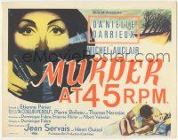 5w318 MURDER AT 45 RPM TC '59 Meurtre en 45 Tours, art of Danielle Darrieux with smoking gun!