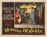 5w852 ROMAN HOLIDAY LC #3 '53 naked Princess Audrey Hepburn covered only by a towel!